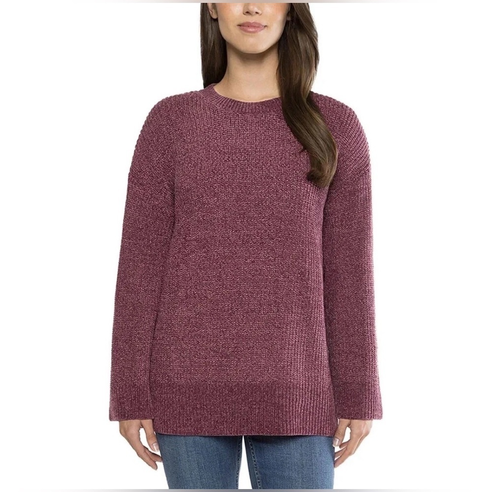 Matty M Women's Chenille Crew Neck Sweater - Burgundy NWT